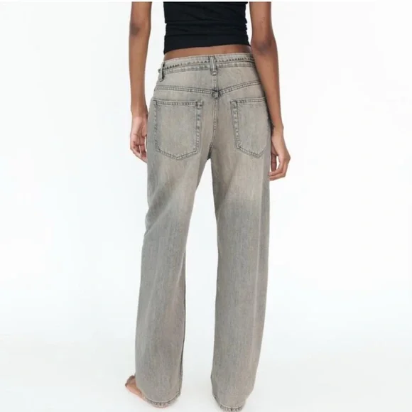 NWT Zara Mid Rise Full Length Tailored Balloon Jeans - Picture 3 of 8